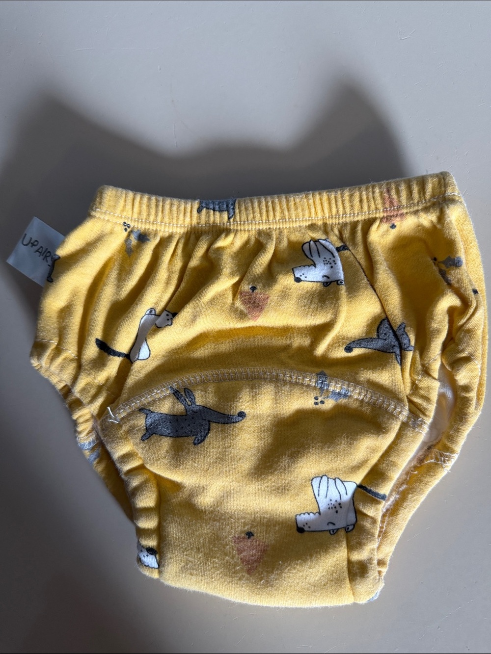 Up Airy Yellow Puppy Print Training Pants for Kids